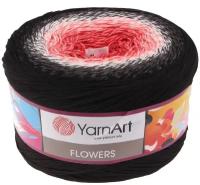 Пряжа YarnArt Flowers (ЯрнАрт Фловерс) - 1 моток цвет: 260 Черный / серый / коралл 55% хлопок, 45% полиакрил 1000м/250г