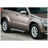 Пороги алюминиевые с площадкой "SILVER" (арт. F173AL.5502.2) SUZUKI Grand Vitara, 5D 2005-2008-2012-2016