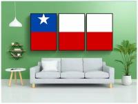 Модульный постер "Чили, флаг, южная америка" 180x90 см. из 3х частей в тубусе, без рамки