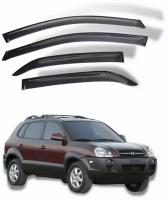 Дефлекторы окон Hyundai Tucson 2004-2009 г. / Ветровики Хендай Туксон 2004-2009 г