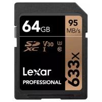 Карта памяти 64Gb - Lexar SDXC Class10 U3 LSD64GCB633