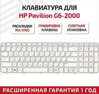 Клавиатура (keyboard) AER36U00010 для ноутбука HP Pavilion G6-2000, G6-2100, G6-2200, G6-2300, G6-2000er, G6-2001er, белая с рамкой