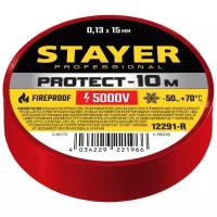 STAYER Protect-10 15 мм х 10 м красная не поддерживает горение, Изоляционная лента ПВХ, PROFESSIONAL (12291-R)