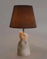 Настольный светильник с абажуром, гофрированный абажур серый, керамическая лампа от CRONOHOME