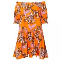 Платье P.A.R.O.S.H., хлопок, трапециевидный силуэт, мини, размер m, оранжевый, коричневый