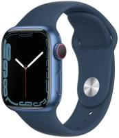 Умные часы Apple Watch Series 7 GPS 45mm Aluminum Case with Sport Band Blue pool (Cиний омут)
