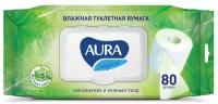 Влажная туалетная бумага Aura Comfort 80 лист., голубой