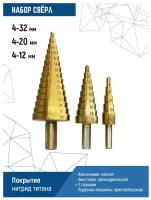 Сверло ступенчатое по металлу набор 4-12/ 20/ 32мм Skole