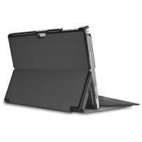 Чехол-обложка MyPads для Microsoft Surface Pro 6 Type Cover тонкий умный кожаный на пластиковой основе с трансформацией в подставку серый