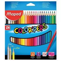 Карандаши цветные Maped "Color Pep's", 24 цвета, трехгранные, заточенные (183224)