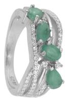 Кольцо Серена-Сильвер, серебро, 925 проба, корунд, размер 18, зеленый