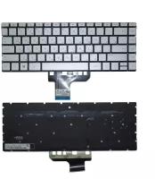Клавиатура для ноутбука HP Envy 13-AN серебристая без рамки, с подсветкой