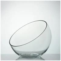 Ваза шар для декора и интерьера, косой срез, стекло гладь, Неман 6429 высота 18 см, диаметр 22 см