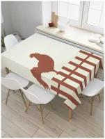 Скатерть прямоугольная JoyArty на кухонный стол "Петух на заборе" из оксфорда, 180x145 см