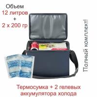 Сумка-холодильник 12л. + 2 гелевых аккумулятора холода по 200 гр. "Comfort Address", ice 032 S plus