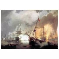 Репродукция на холсте Морское сражение при Наварине 2 октября 1827 года (Sea battle at Navarino on October 2, 1827) Айвазовский Иван 72см. x 50см