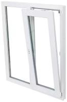 Окно пластиковое (ПВХ) 60мм, ш.1300мм*в.1300мм, двухстворчатое с правой поворотно-откидной створкой, стеклопакет однокамерный (4-16-4)