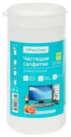 Салфетки чистящие влажные OfficeClean универсальные, в тубе, с ароматом грейпфрута, 100 шт (325155)