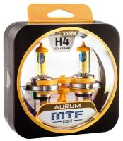 Комплект галогенных ламп MTF Light H4 Aurum 3000K, со специальным покрытием излучают золотисто-желтый свет. (2шт.)