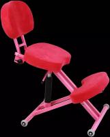 Ортопедический коленный стул ProFit + газлифт + спинка. Цвет: Розовый