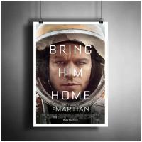 Постер плакат для интерьера Фильм: Марсианин. Мэтт Дэймон. The Martian/ Декор дома, офиса, комнаты A3 (297 x 420 мм)