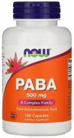 Пара-Аминобензойная Кислота пабк PABA 500 мг Now Foods 100 капсул