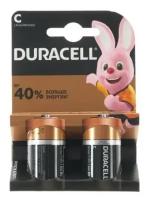 Батарейка алкалиновая Duracell Basic, C, LR14-2BL, 1.5В, блистер, 2 шт