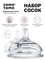 Соска для бутылочек Comotomo Natural Nipple Packs силиконовая для каши 6+ (Y) переменный поток