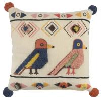 Чехол на подушку в этническом стиле с помпонами и вышивкой Птицы из коллекции Ethnic, 45х45 см, Tkano, TK20-CC0001