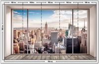 Фотообои / флизелиновые обои Окно с видом на Нью-Йорк 5,1 x 3 м