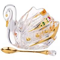 Икорница лебедь lefard gold glass 11х7 см высота 8,5 см с ложкой