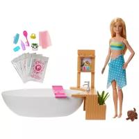 Игровой набор Barbie Fizzy Bath Блондинка с ванной и собочкой, GJN32