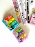 2 набора мини маркеров с наклейками 6 см яркие и пастельные тона друзья Hello Kitty Kuromi Cinamaroll для рисования текстовыделители 8 шт