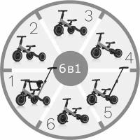 Детский беговел-велосипед 6в1 с родительской ручкой, серый - TR008-GREY