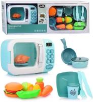 Микроволновая печь игрушечная детская с продуктами (вращение, свет, таймер) / Бытовая техника Oubaoloon A1005-6 на батарейках, в коробке