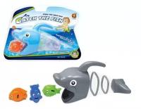 Игрушка для ванной Junfa "Прожорливая акула", в наборе с 3 рыбками, на блистере WA-16341
