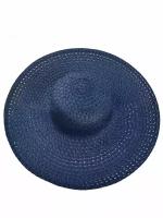 Шляпа женская широкополая, цвет темно-синий, размер 56-58