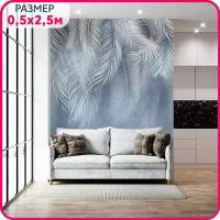 Фотообои на стену флизелиновые "Пальмовый бриз №5" с рисунком листья в спальню, в гостиную и на кухню. Пробное полотно - 50х250 см