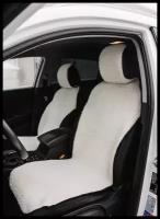 Меховая накидка "Снежность" на сиденье автомобиля SMART - TEXTILE 146 х 47 см искусственный овечий мех на трикотажной основе Цвет белый