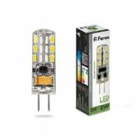 Светодиодная LED лампа Feron G4 12V 2W(160lm) 4000K 4K прозрачная 36x10 LB-420 25448 (упаковка 16 штук)