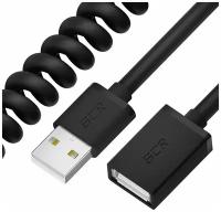 Greenconnect Удлинитель 2.0m USB 2.0, AM/AF витой, черный, 28/28 AWG, экран, Premium, GCR-UEC0M-BB2S-2.0m