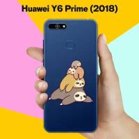 Силиконовый чехол на Huawei Y6 Prime 2018 3 ленивца / для Хуавей У6 Прайм 2018