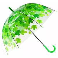 Подарки Прозрачный зонт-трость "Зеленые листья"
