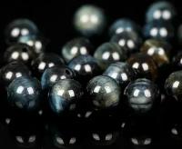 Чёрный Тигровый глаз (Натуральный камень, Природный минерал), форма бусин - шар 10мм