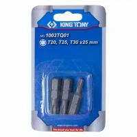 Набор вставок, бит 1/4, TORX, Т20, Т25, Т30, 3 предмета KING TONY 1003TQ01