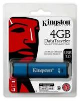 Kingston Флешка 4Gb Kingston DataTraveler Vault Privacy USB 3.0 синий DTVP30DM/4GB