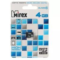 Карта памяти Mirex microSD, 4 Гб, SDHC, класс 4