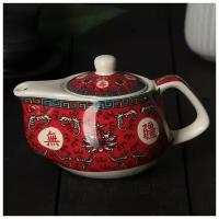 Чайник SKYPHOS, заварочный, керамический, с металлическим ситом, 200 мл, цвет красный