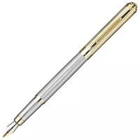 Ручка перьевая FLAVIO FERRUCCI Classico Gold, рифленый хромированный корпус, позолоченные детали и колпачок, синий цвет чернил