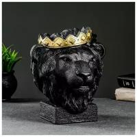 Хорошие сувениры Копилка "Лев в короне" черный с золотом, 26см